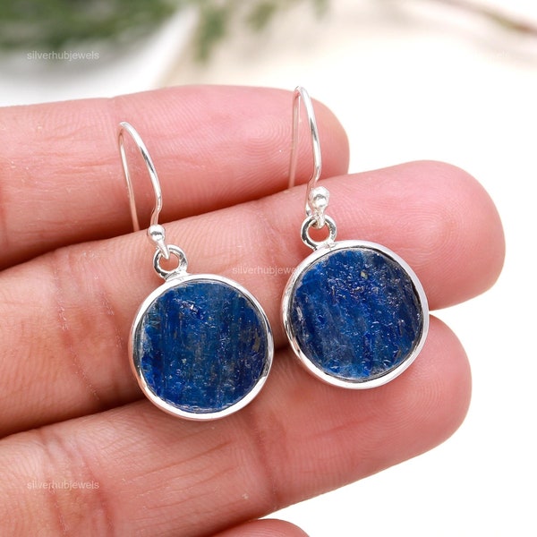 Rare Kyanite Drusy Earrings, Gemstone Earrings, Blue Drop & Dangle Earrings, 925 Sterling Silver Jewelry, Wedding Gift, Earrings For Mother