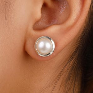 Pendientes de perlas hechos a mano, plata de ley 925, joyería minimalista.