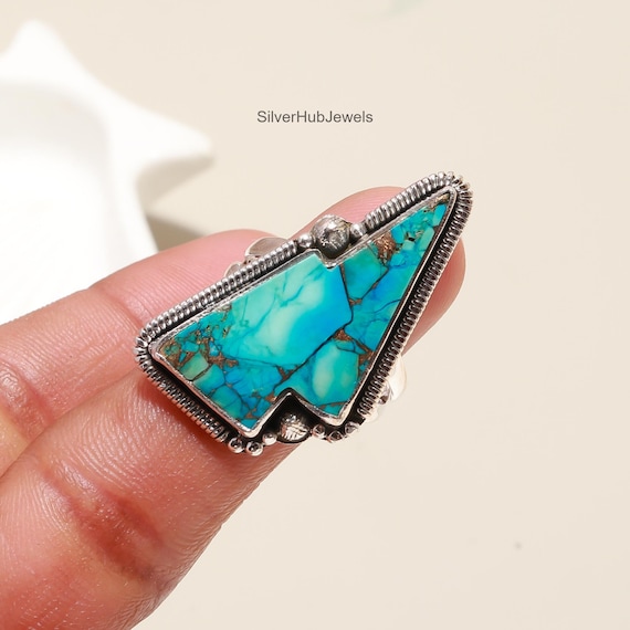 Mohave Turquoise Ring 925 Sterling Silver Jewelry Boho Gemstone Adjustable Rings