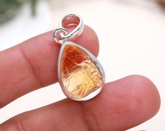 Genuine Citrine Handmade Pendant, Yellow Gemstone Pendant, November Birthstone, 925 Sterling Silver Jewelry, Wedding Gift, Pendant For Her