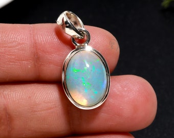 Handcrafted Natural Ethiopian Opal Pendant, Gemstone Dainty Pendant, 925 Sterling Silver, Opal Fine Jewelry, Wedding Gift, Pendant For Bride