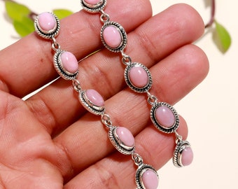 Sparkling Pink Opal Earrings, Gemstone Earrings, Pink Stud Earrings, 925 Sterling Silver Jewelry, Birthday Gift, Earrings For Best Friend