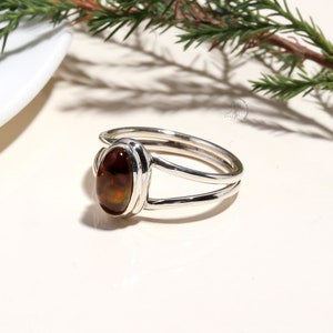 Sparkling Fire Agate Ring, Gemstone Ring, Brown Band Ring, 925 Sterling Silver Jewelry, Birthday Gift, Ring For Best Friend