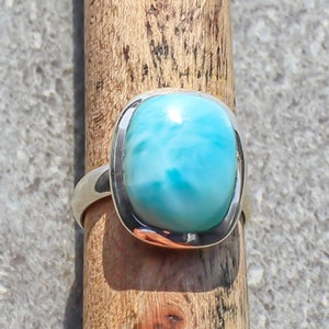 Natural Larimar Ring, Handmade Jewelry, 925 Sterling Silver, Gift For Her, Promise Ring, Custom Jewelry
