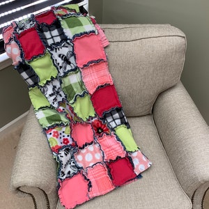 Denim/fleece rag quilt spring/floral/polk-a-dot/garden for girls