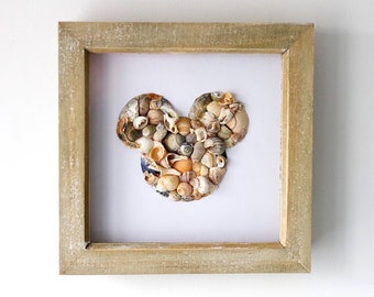 Disney Mickey Mouse Inspired |  Shell Art Frame | Handmade | Perfect Engagement GIft / Proposal Gift / Birthday Gift