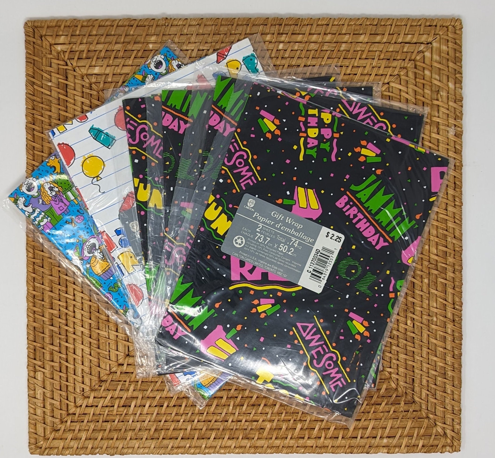 Fun Birthday Vintage Birthday Gift wrap / 90s birthday Wrapping paper New old stock gift wrap sheet of vintage wrapping paper Gen Z birthday