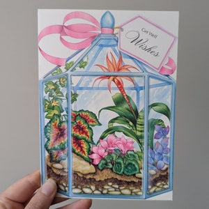 Carte de rétablissement vintage douce / Carte de rétablissement pour terrarium / Nouvelle carte de rétablissement ancien pour les amateurs de plantes /