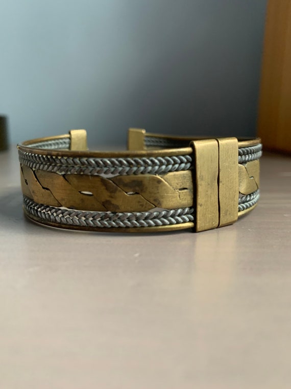Vintage Large Sized Brass Unisex Cuff Bracelet / … - image 2