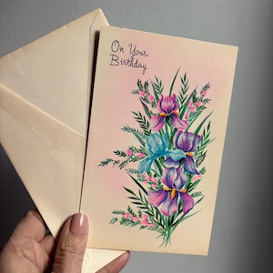 Vintage Floral Birthday Card / NOS vintage greeting card mom birthday card for sister best friend birthday card w flowers bday card floral