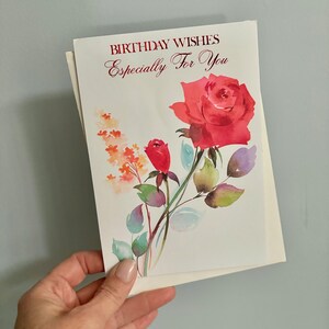 Carte d'anniversaire rose vintage douce / carte de voeux vintage rose rouge anniversaire pour maman carte d'anniversaire carte tante bday carte ami