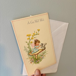 vintage carte de rétablissement / carte de correspondance fée de rétablissement neuf ancien stock carte de rétablissement pour un ami se sentir mieux bientôt carte sweet vtg get well soon