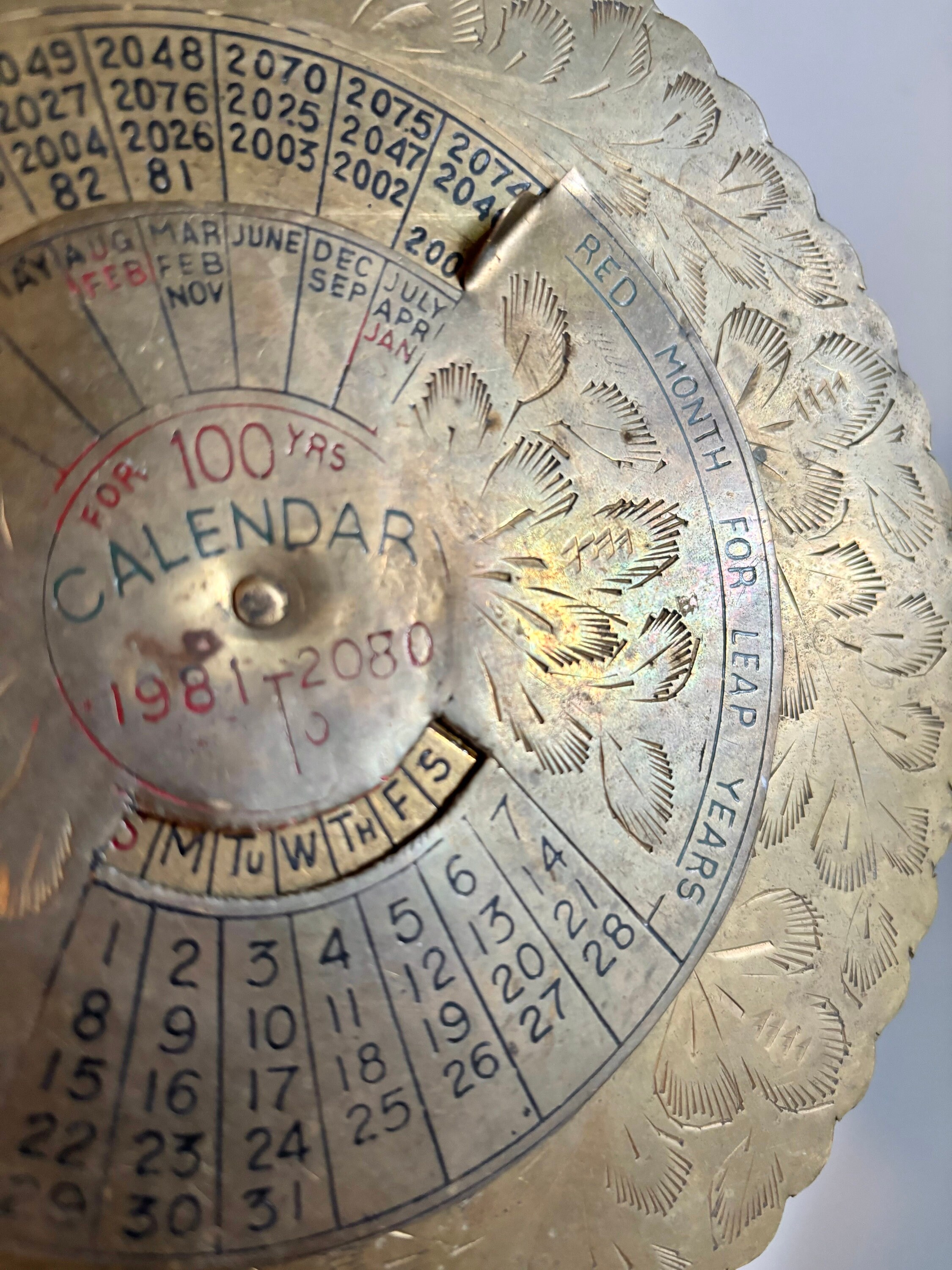 アンティーク　回転カレンダー　アメリカ Vintage Brass Perpetual Calendar Wheel / Vtg Brass Calendar Wheel