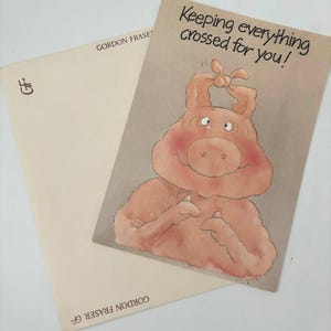 carte vintage cochon bonne chance / vtg Gordon Fraser carte porte-bonheur ami croisons les doigts cartes de voeux meilleure carte de chance croyez en vous