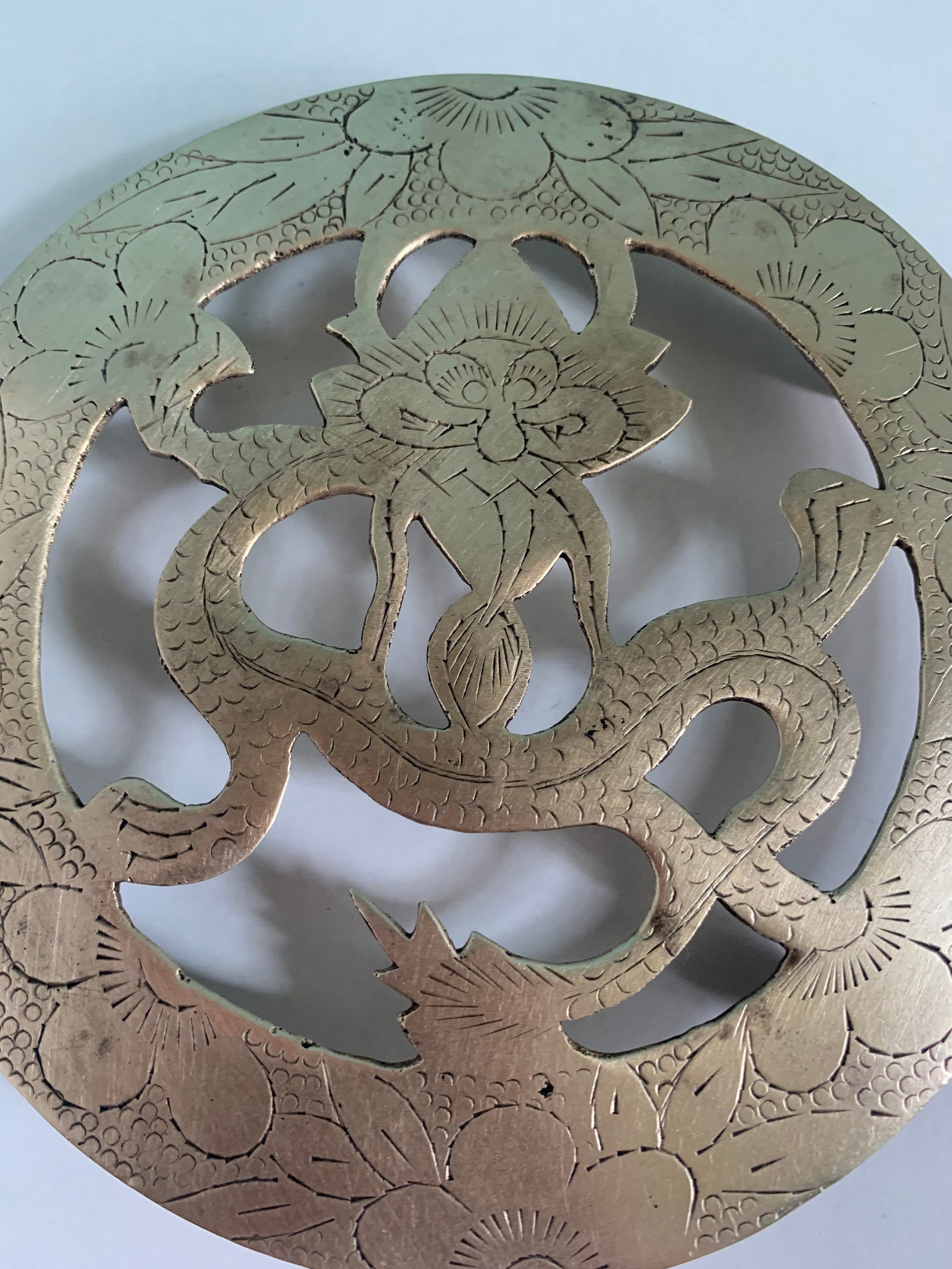Vintage Brass Dragon Trivet / vintage brass teapot trivet / Etsy