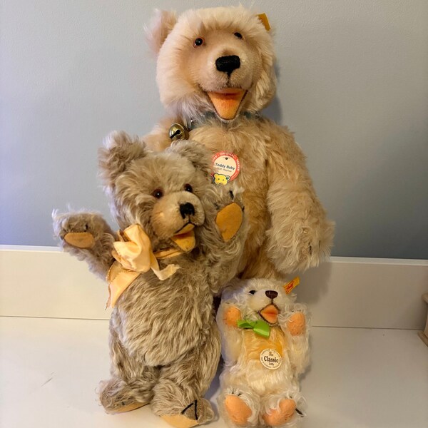 Vintage Steiff Teddy Bears / 1990s steiff mohair bear Zotty Steiff teddy baby replica Steiff bear collector gift for teddy collection