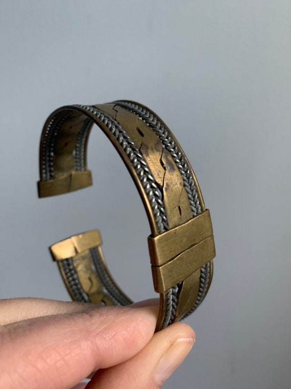 Vintage Large Sized Brass Unisex Cuff Bracelet / … - image 3