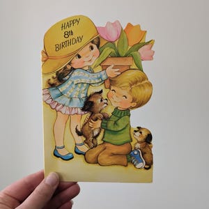 Vintage 8e carte d'anniversaire / jolie carte d'anniversaire vtg pour enfants de 8 ans en forme de carte d'anniversaire vtg carte d'anniversaire fille nièce pour carte vtg de 8 ans