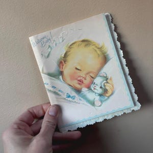 Vintage New Baby Card / adorable vintage card for baby shower gift greeting card baby boy shower greeting card for baby shower card newborn