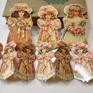Guirlande de papier pour poupée victorienne douce & cartes / 1983 guirlande de poupée en papier carte vintage poupée victorienne carte papier poupées en papier éphémères victoriennes
