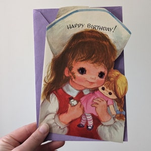 Carte d'anniversaire vintage en forme d'enfants / jolie carte de voeux vtg / carte de fille pour fille / carte d'anniversaire de nièce pour petite-fille