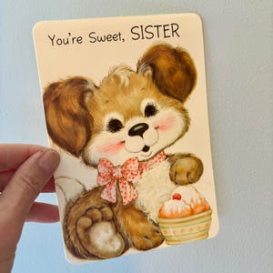 Vintage Puppy Birthday Card for Sister / vintage kids birthday card vtg birthday card sister vintage greeting card cute dog birthday card