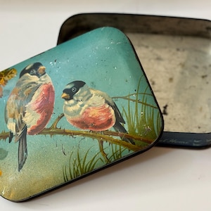 Pretty Vintage Bluebird Toffee Tin / vintage Harry Vincent tin box bird toffee tin trinket box storage tin for desk blue bird box jewelry