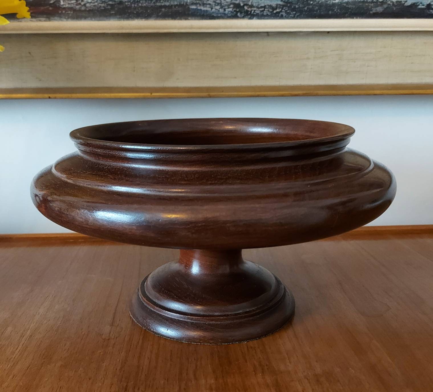 Vintage Pedestal Fruit Bowl Mahogany Hand Turned 1930s Etsy