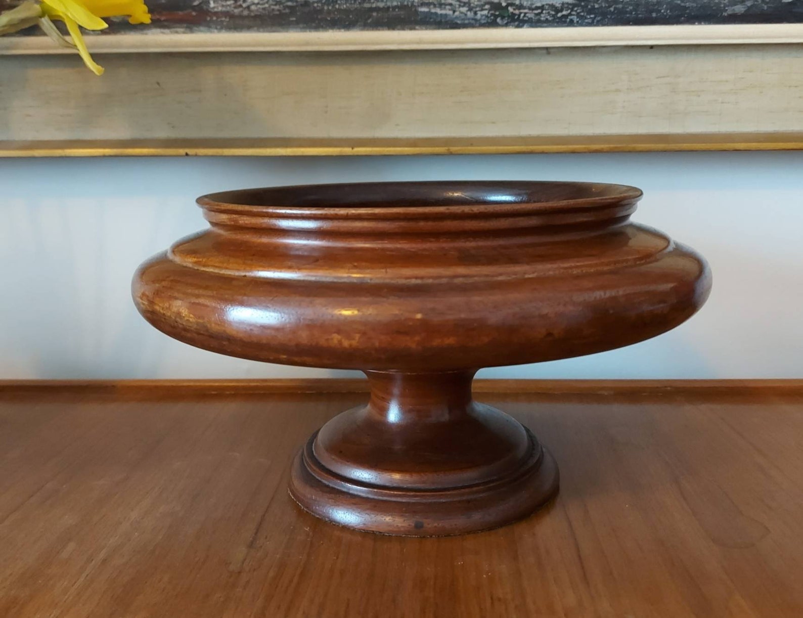 Vintage Pedestal Fruit Bowl Mahogany Hand Turned 1930s Etsy