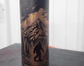 Bigfoot Tumbler Stainless Steel,Sasquatch Laser Engraved Tumbler,Mountain Outdoor Travel Mug, Cryptid Coffee Cup,Camping Hiking Gift for Him