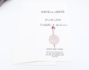 Save the Date "Ivory Rose" / Carte / Mariage / Invitation / Sceau / Fleur séchée / Mariage