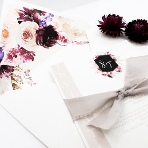 Invitation Card Wedding &quot;Very Berry&quot; / Invitation / with matching envelope / Boho