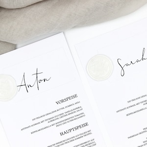 Menükarte & Platzkarte "First Love" / Menü / Platzkarte mit Siegel / Hochzeit