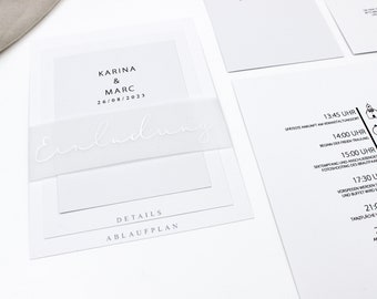 Invitation card "The white One" wedding / modern & minimalist