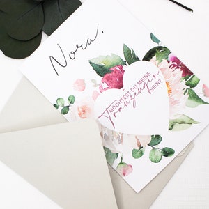 Carte de demoiselle d’honneur avec enveloppe, question Voulez-vous être ma demoiselle d’honneur / papeterie / mariage /