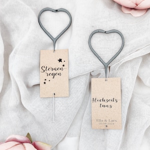 Personalized Sparklers Pack of 12 / Heart Shape / Wedding / Labels / Kraft Paper