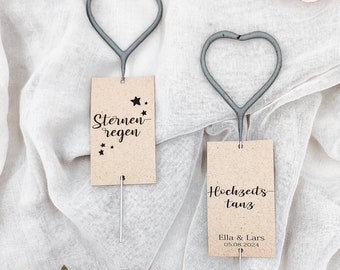 Paquete de bengalas personalizadas de 12 / Forma de corazón / Boda / Etiquetas / Papel Kraft