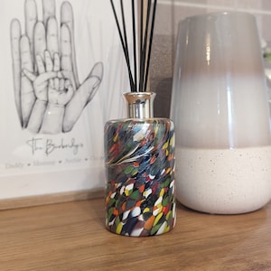 15cm Reed Diffuser Mouth Blown Glass Cylinder Multicoloured Design