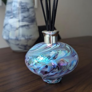 Reed Diffuser Mouth Blown Glass Oval Pink Blue Purple Effect
