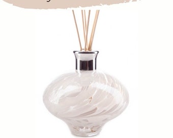 Reed Diffuser Mouth Blown Glass Oval White Clear Effect