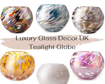 Mouth Blown Glass Round Tealight Holder Coloured Glass