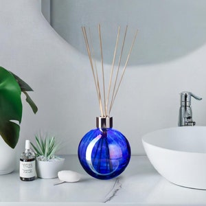 Luxury Reed Diffuser Mouth Blown Glass Sphere Metallic Effect Blue Black Pink Gold Brown