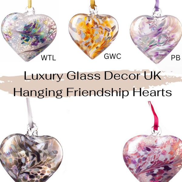 10cm Luxury Hanging Friendship Hearts Luck Gift Mouth Blown Glass