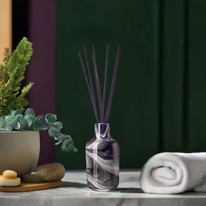 Reed Diffuser Mouth Blown Glass Open Cylinder Apothecary Design in Black White