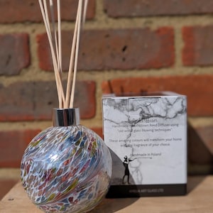 Reed Diffuser Mouth Blown Glass Sphere Multicoloured White Clear