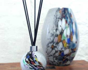 Luxury Reed Diffuser Mouthblown Glass Sphere Grey Multicoloured Design