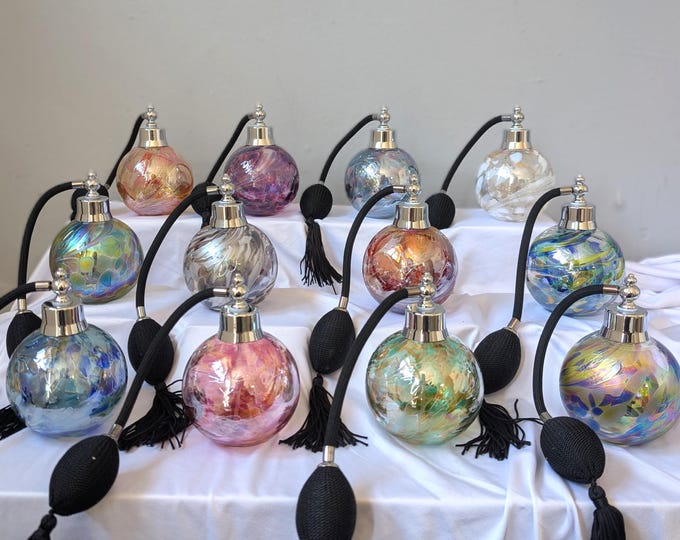 Vintage Mouth Blown Glass Perfume Atomiser: Birthstone Colors