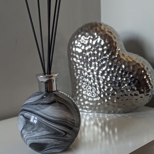 Large Sphere Mouth Blown Reed Diffuser Grey Black White Design
