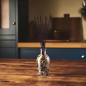 Reed Diffuser Mouth Blown Glass Gold Brown White Dome Design