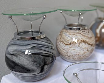 Mouth Blown Glass Tealight Burner: Home Fragrance Wax Warmer Melter